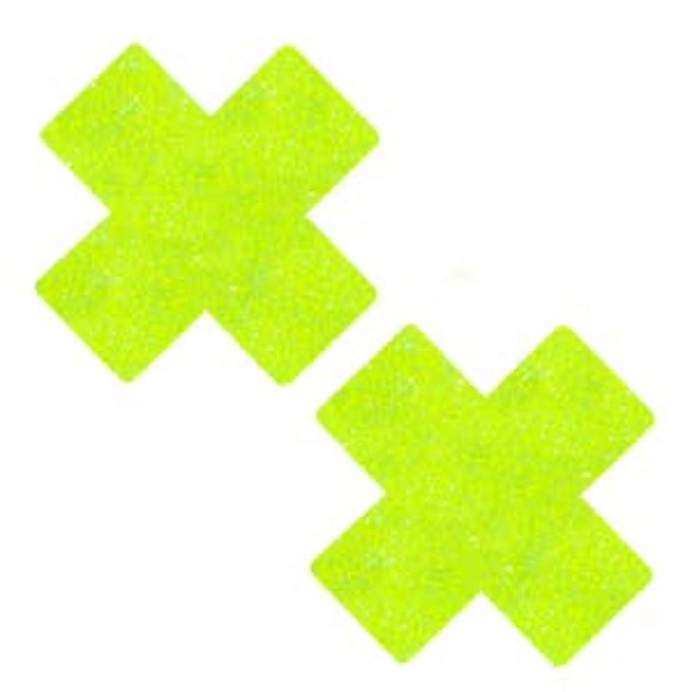 Festival Pasties! UV Black Light Glow Green X Nipple Covers